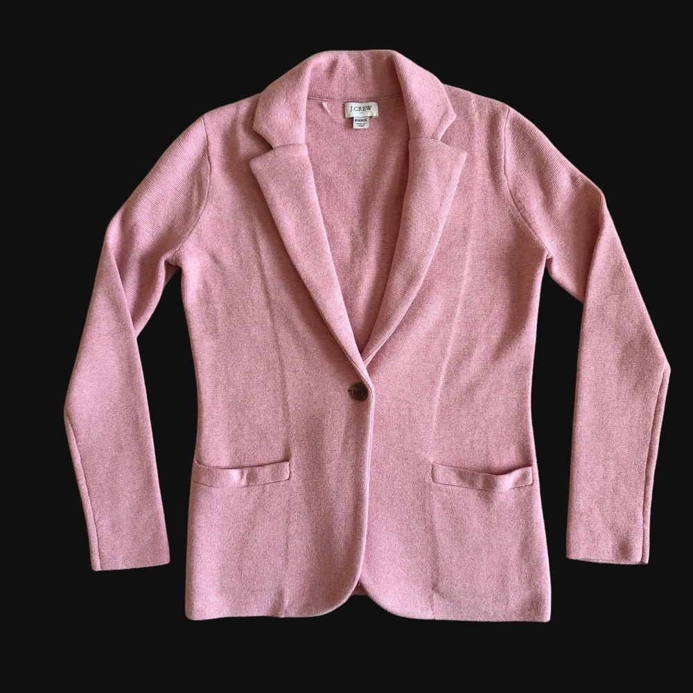J.Crew Women's Pink Cotton Sweater Blazer PXXS Preppy Soft girl Quiet luxury